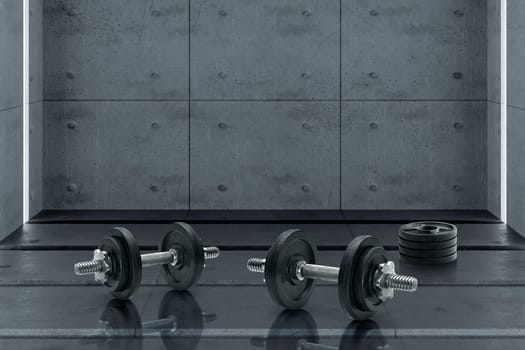 Image of barbell in the gym. The concept of sport and healthy lifestyle