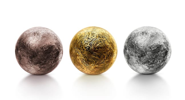 isolated steel metal ball on white background. 3d render