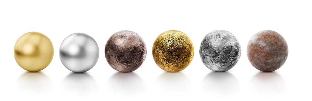 isolated steel metal ball on white background. 3d render