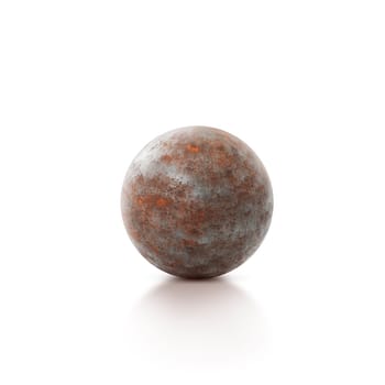 Old rusty iron metal ball isolated on white background. 3d render