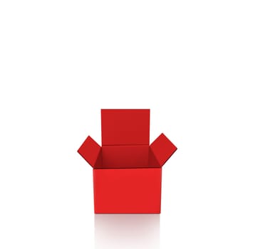 Open the red gift boxes on a white background