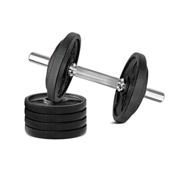 black dumbbell in on a white background
