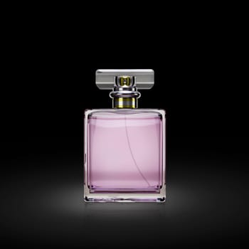 Perfume bottle on a black background. 3d render