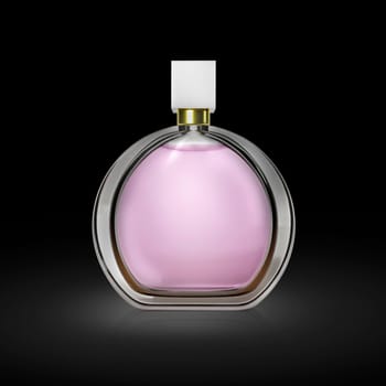 Perfume bottle on a black background. 3d render