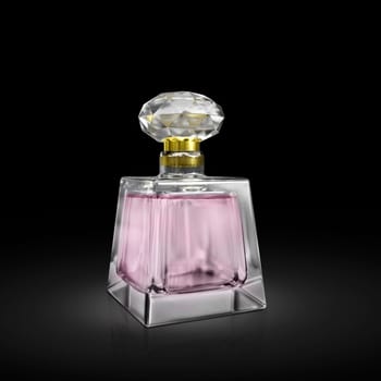 Perfume bottle on a black background. 3d render