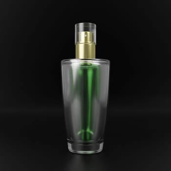 Perfume bottle on a black background. 3d render