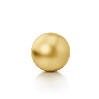 Realistic glossy chromium gold ball with glares and reflection on white. 3d render