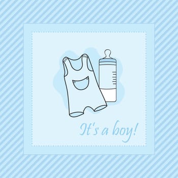 Baby card for newborn boy, vector illustration