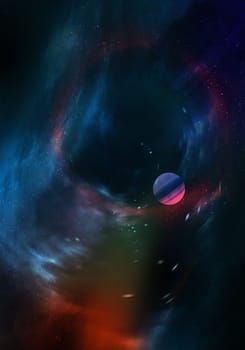 Celestial Digital Art, Stars and Galaxies in Outer Space Background Showing the Beauty of Space Exploration.