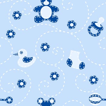 Seamless pattern with a for a baby blanket, with a quilt look. Tiles can be combined seamlessly. Graphics are grouped and in several layers for easy editing. The file can be scaled to any