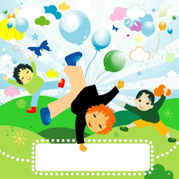 children playing  joyful design for kids
