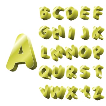 Shiny gold 3D alphabet. Available in jpeg and eps8 formats.