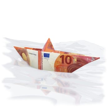 Paper boats from a 10 Euro note