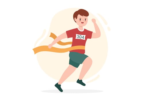 Running Racing Template Hand Drawn Cartoon Flat Illustration People Jogging for Long Distance Run Marathon Tournament Sport