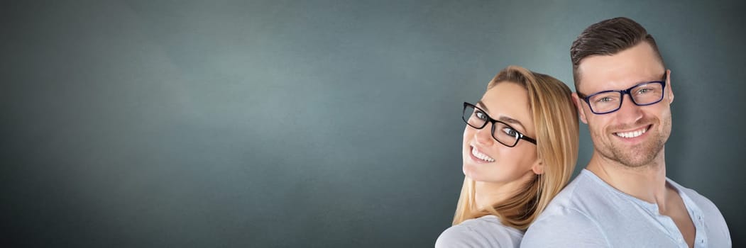 Couple Wearing Spectacles Or Eyeglasses. Two Young Person