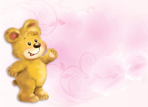 Little teddy bear by Freehand drawing.