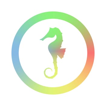 Colored Seahorse Icon. Logo design on White Background. Tropical Exotic Fish.