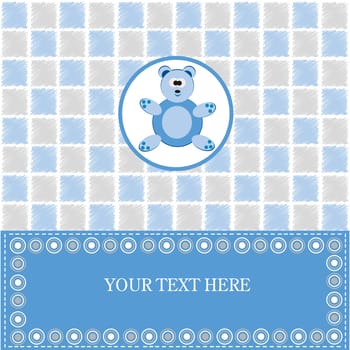 Baby greeting card with blue bear