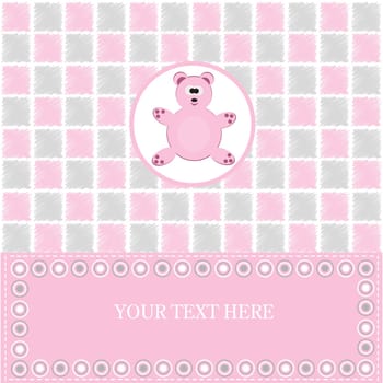 baby greeting card with pink bear