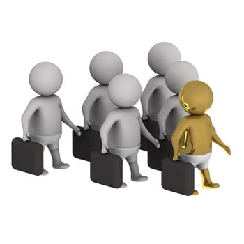 Figure in action 3d generated on a white background