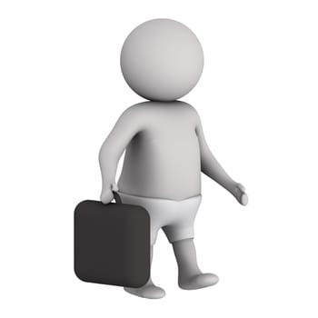Figure in action 3d generated on a white background