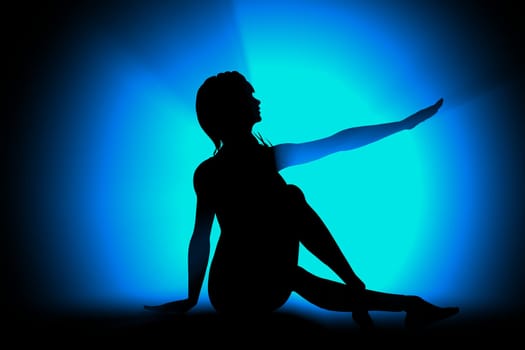 cyber girl in blue light sexy