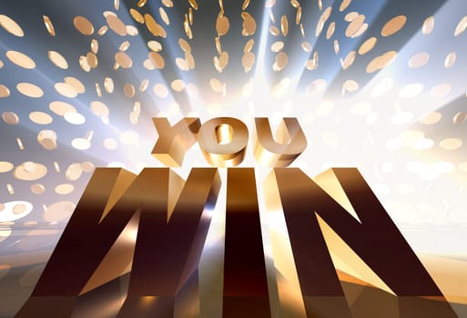 you win 3d concept golden sign