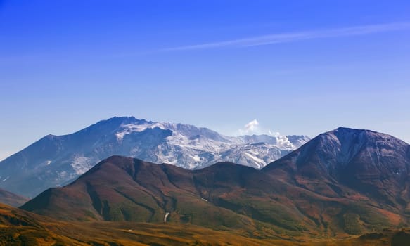The view on Mutnovsky volcano on Kamchatka Peninsula