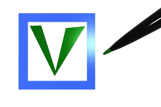 agree 3d check icon box and pen
