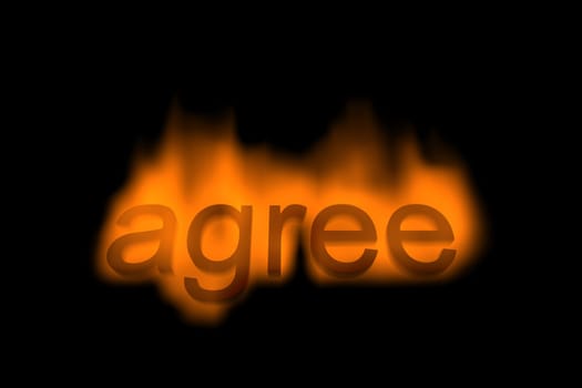 agree abstract 3d concept  in fire