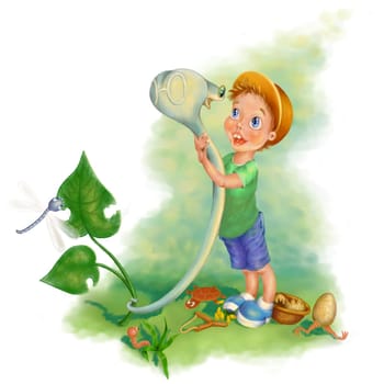 The boy with animals