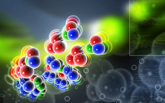 Digital illustration DNA structure in colour background