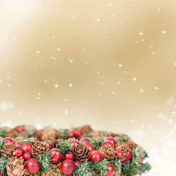 Close up on Christmas tree decoration and holiday lights