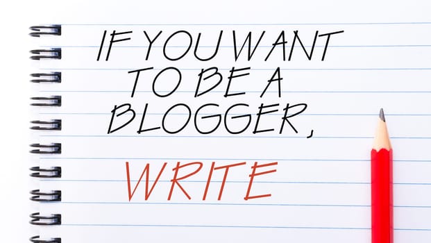 White blank  notebook page with red pencil on the right, with copy space available