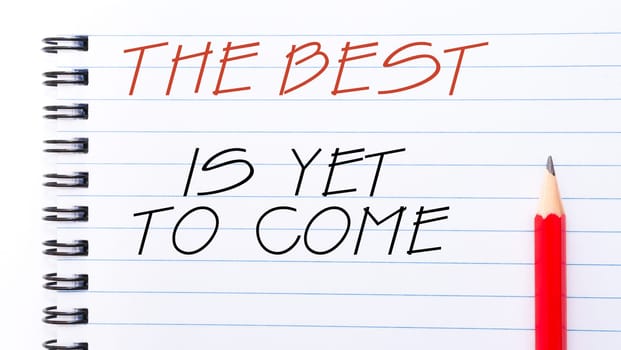 White blank  notebook page with red pencil on the right, with copy space available