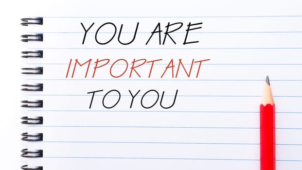 White blank  notebook page with red pencil on the right, with copy space available