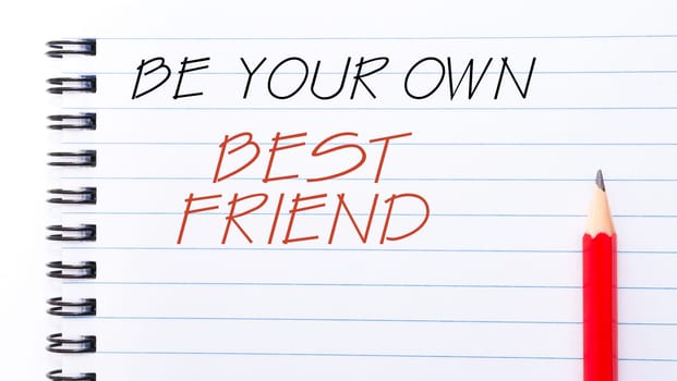 White blank  notebook page with red pencil on the right, with copy space available