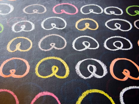 Colorfull pretzel drawing on a chalk board