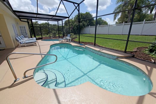 A Swimming Pool and Spa with screen