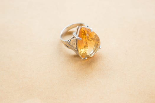 Yellow gem stone jewellery ring, stock photo