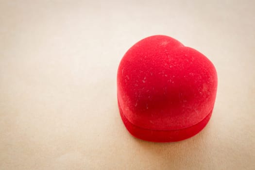 Red velvet heart of ring box, stock photo