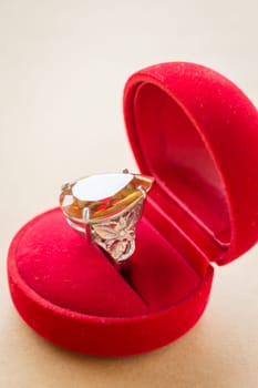 Beautiful gem stone classic jewellery ring, stock photo