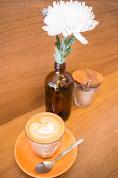 Free pour hot espresso latte, stock photo
