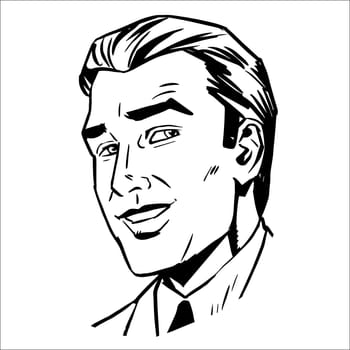 The man face smiling sketch graphics. The image of a successful businessman