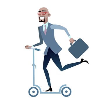 African businessman on a scooter a healthy lifestyle. Business and sport transport ecology