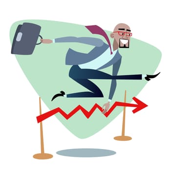 African businessman jumps schedule sales is like a barrier in the race. Sports and business concept