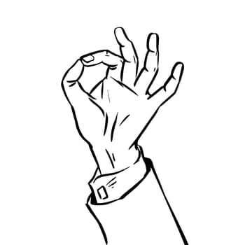 The sketch success hand gesture OK. Graphics sign language