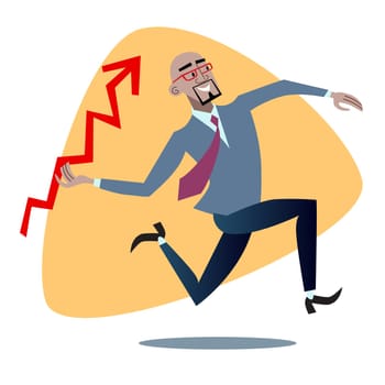 African businessman throwing javelin graph of sales. Business and sport concept
