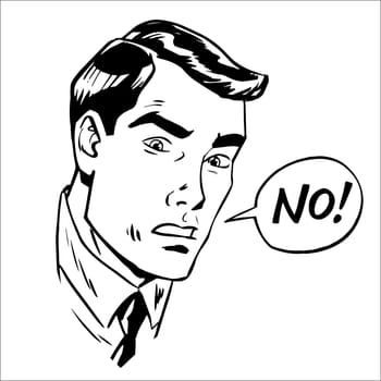 Sketch the man says no. The comic style graphics anxiety emotion