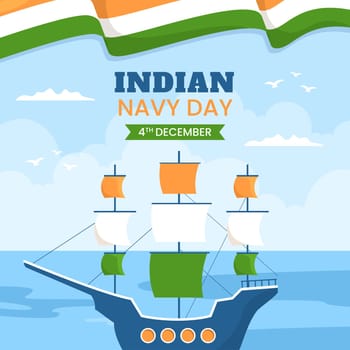 Indian Navy Day Background Template Hand Drawn Cartoon Flat Illustration